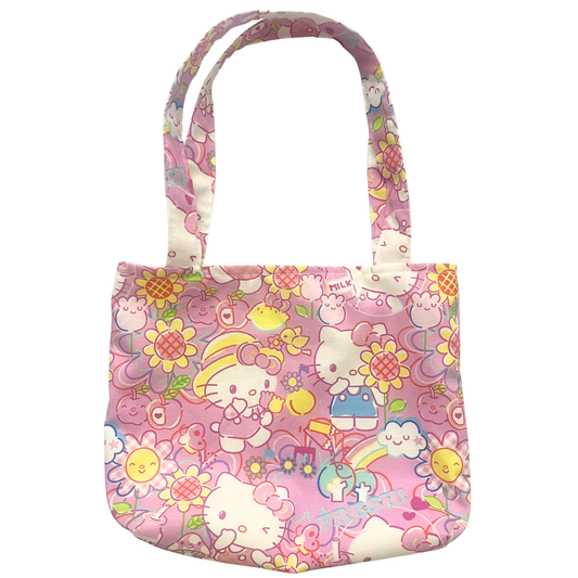 Hello Kitty Handmade Kawaii Mini Tote Bag – Floral Pastel Print